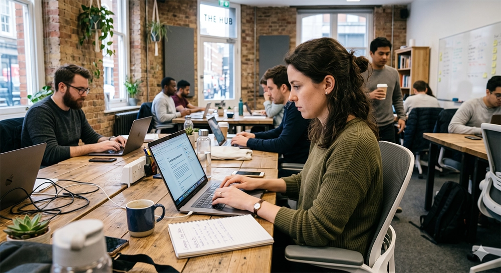 Organized marketing team reviewing content plans together